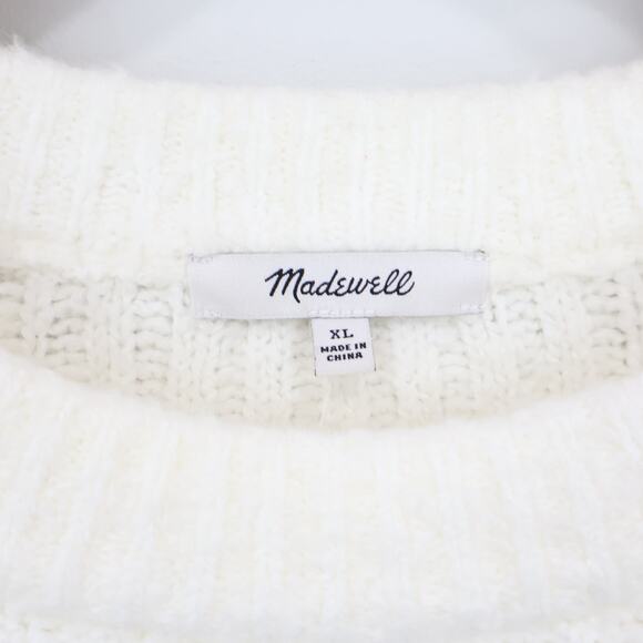 NWT Madewell Ribbed Cotton-Blend Supersoft Stretch Sweater Winter White Size XL - Picture 6 of 8